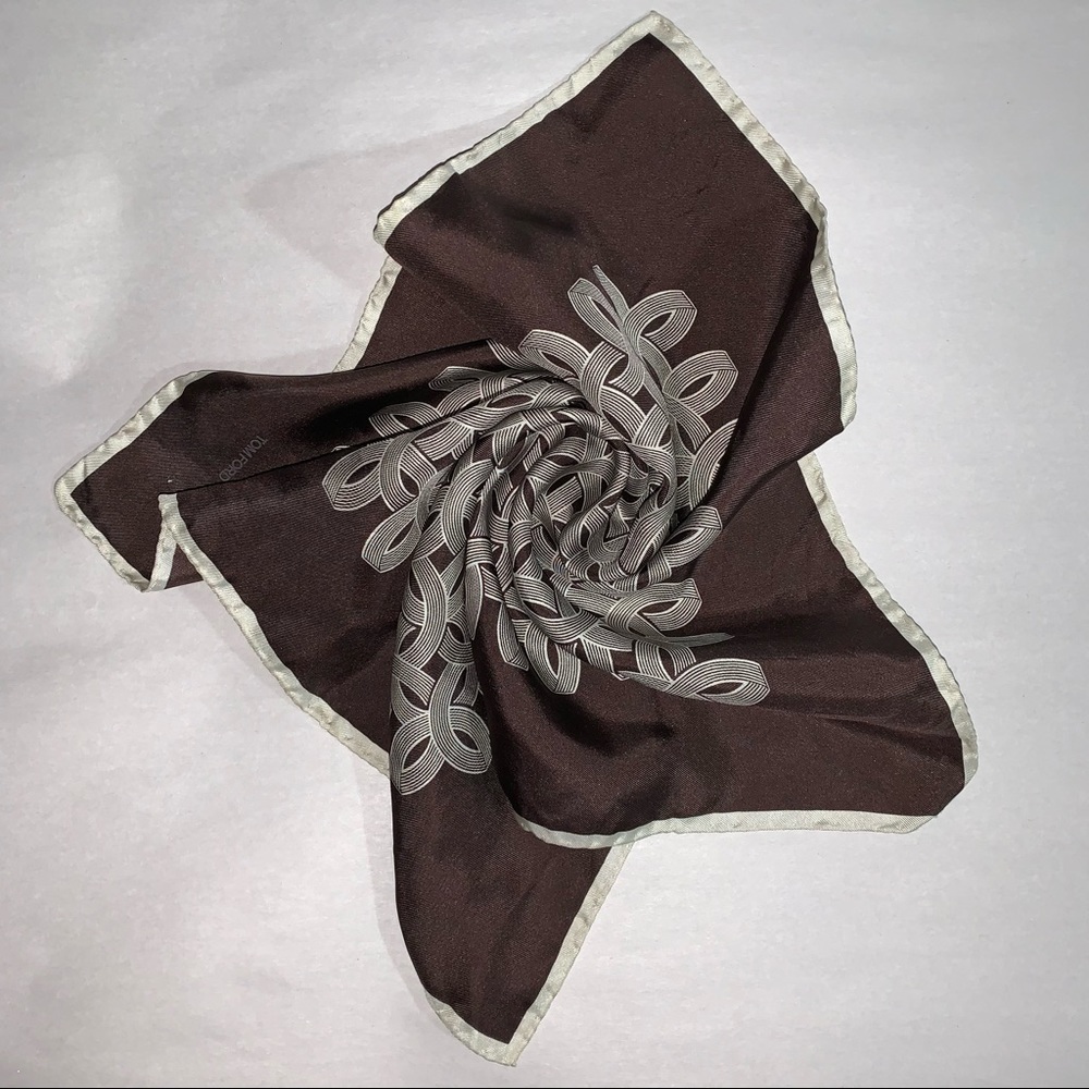 TOM FORD brown optic print SILK handkerchief